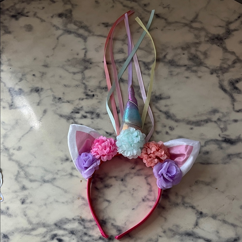 Unicorn Headband with Floral Accents